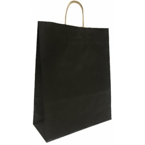 Пакет бумажный с кручеными ручками 260х150х340 Черный 80 г (200 шт.) 108-095 в Екатеринбург — Uralhoz.ru
