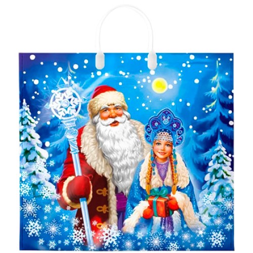 Пакет с пластиковой ручкой ПВД 38х35 (90 мкм) Ледяная сказка лам. (10/100 шт.) Интерпак в Екатеринбург — Uralhoz.ru