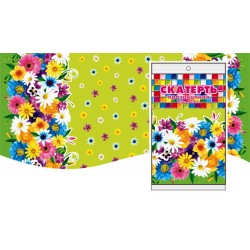 Скатерть ПВД 120х220 (35 мкм) Цветочная поляна (1/50 шт.) Интерпак