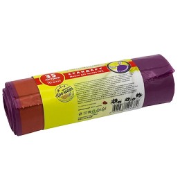 Мешок д/мусора ПВД 35 л (10 шт.) рулон с завязками фиолетовый СТАНДАРТ (1/24 шт.) ЗВС3510Ф