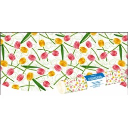 Скатерть в рулоне ПВД 120х160 (35 мкм) Солнечные тюльпаны (5 шт.) (1/25 шт.) Интерпак