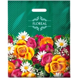 Пакет с прорубной ручкой ПВД 38х47 (60 мкм) Флориль лам. (50/500 шт.) Интерпак