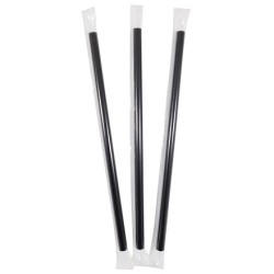 Трубочки д/BabbleTea 12х240 мм без изгиба ЧЕРНЫЕ в ИНД.ПЭ УПАКОВКЕ (250 шт.) (1/8 шт.)