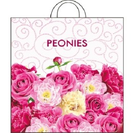 Пакет с петлевой ручкой ПНД 38х42 (40 мкм) Пионы (25/500 шт.) Интерпак