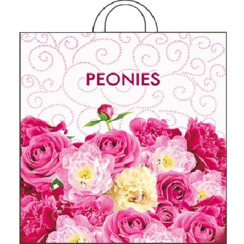 Пакет с петлевой ручкой ПНД 38х42 (40 мкм) Пионы (25/500 шт.) Интерпак в Екатеринбург — Uralhoz.ru