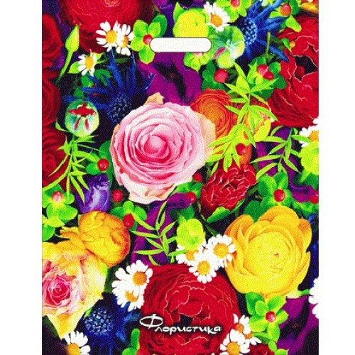 Пакет с прорубной ручкой ПВД 40х47 (45 мкм) Флористика (50/500 шт.) Интерпак в Екатеринбург — Uralhoz.ru