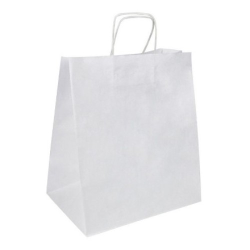 Пакет бумажный с кручеными ручками 320х200х370 Белый 80 г (200 шт.) 108-086 в Екатеринбург — Uralhoz.ru