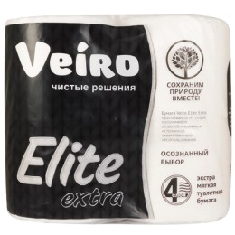 Туалетная бумага 4 сл. 4 шт. Veiro Elite Extra Белая (1/10 шт.) арт. 9С44