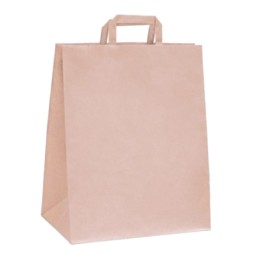 Пакет бумажный с ПЛОСКИМИ ручками 320х200х370 крафт 70 г (200 шт.) 108-035