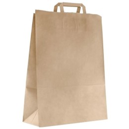 Пакет бумажный с ПЛОСКИМИ ручками 350х150х450 крафт 70 г (200 шт.) 108-036