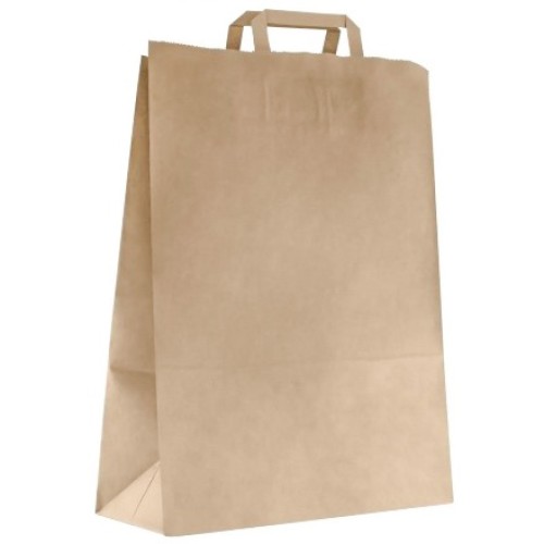 Пакет бумажный с ПЛОСКИМИ ручками 350х150х450 крафт 70 г (200 шт.) 108-036 в Екатеринбург — Uralhoz.ru