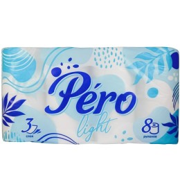 Туалетная бумага 3 сл. 8 шт. Pero Light (1/12 шт.) 0155