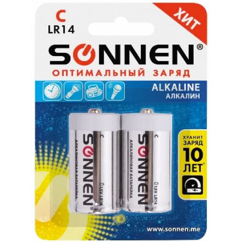 Элемент питания alkaline LR14 BL2 SONNEN Блистер (1/12/96 шт.) 451090 в Екатеринбург — Uralhoz.ru