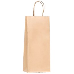 Пакет бумажный с кручеными ручками 150х80х390 крафт 80 г ПОД Бутылку (25/250 шт.) 112214