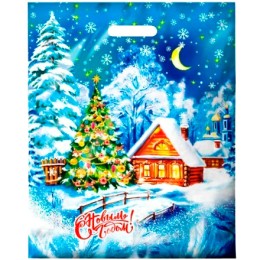 Пакет с прорубной ручкой ПВД 38х47 (60 мкм) Лунный свет лам. (50/500 шт.) Интерпак