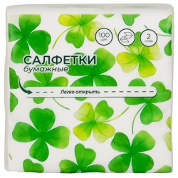 Салфетка V-сложение 21х11 (2 сл.) 100 л.Gratias Клевер Non Stop белая (1/60 шт.) АКЦИЯ