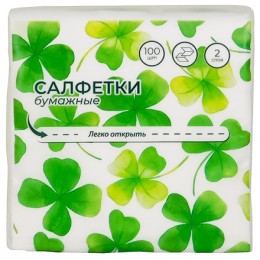 Салфетка V-сложение 21х11 (2 сл.) 100 л.Gratias Клевер Non Stop белая (1/60 шт.) АКЦИЯ