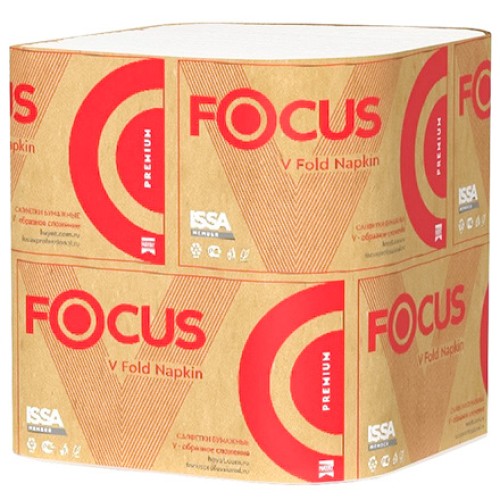 Салфетки д/настол.диспенсера N4 (2-сл) 23х16,8 (200 л.) белые FOCUS (1/15 шт.) 5083738 в Екатеринбург — Uralhoz.ru