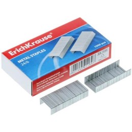 Скобы для степлера №24/6 \'\'Erich Krause\'\' никелированные, 1000 шт. 1189 (1/20 шт.)