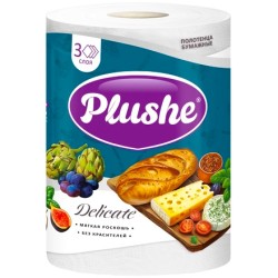 Полотенца 3 сл. 1 рулон (25 м) Plushe Delicate белые  (1/18 шт.) 82376