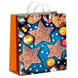 Пакет мягкий пластик 30х40 (150 мкм) Пряничные звезды лам. (10/40 шт.) Интерпак