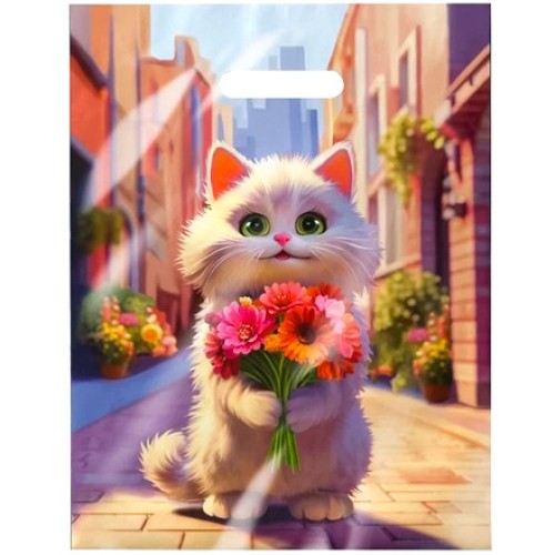 Пакет с прорубной ручкой ПВД 31х40 (60 мкм) Персик (50/500 шт.) Интерпак в Екатеринбург — Uralhoz.ru