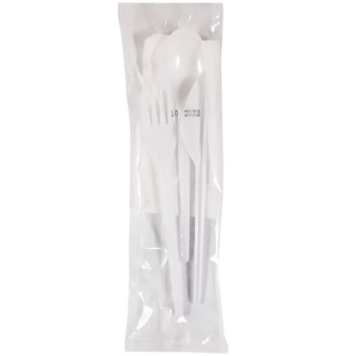 Набор 4/1 Эконом вилка/ложка/нож/салфетка (1/700 шт.) 33588 в Екатеринбург — Uralhoz.ru