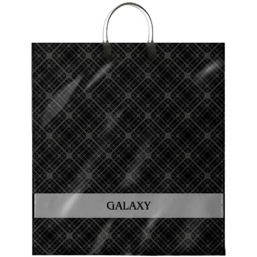 Пакет с пластиковой ручкой ПВД 40х44 (100 мкм) Галактика черн. (10/100 шт.) Интерпак в Екатеринбург — Uralhoz.ru