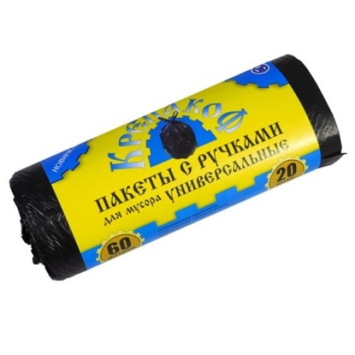 Мешок д/мусора ПНД 60 л (20 шт.) рулон с ручками черный КРЕПАКОФ (1/50 шт.) в Екатеринбург — Uralhoz.ru