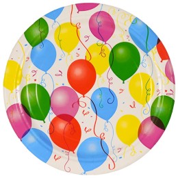 Тарелка картонная d-230 ламинированная с бортом Шары (50/500 шт.) ИнтроПластик