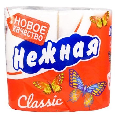 Туалетная бумага 2 сл. 4 шт. Нежная Белая  (1/12 шт.) в Екатеринбург — Uralhoz.ru