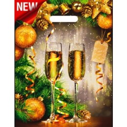 Пакет с прорубной ручкой ПВД 31х40 (60 мкм) Звон бокалов лам. (50/500 шт.) Интерпак