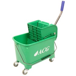 Уборочная тележка одноведерная 20 л с отжимом на колесах ЗЕЛЁНАЯ (1 шт.)