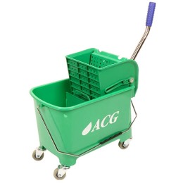 Уборочная тележка одноведерная 20 л с отжимом на колесах ЗЕЛЁНАЯ (1 шт.)
