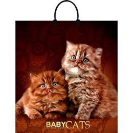 Пакет с пластиковой ручкой ПВД 40х44 (100 мкм) Бэбикэтс лам. (10/100 шт.) Интерпак