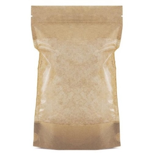 Пакет бумажный Doypack 150х240 (45+45) мм крафт с большим окном (100/700 шт) 121-011 в Екатеринбург — Uralhoz.ru