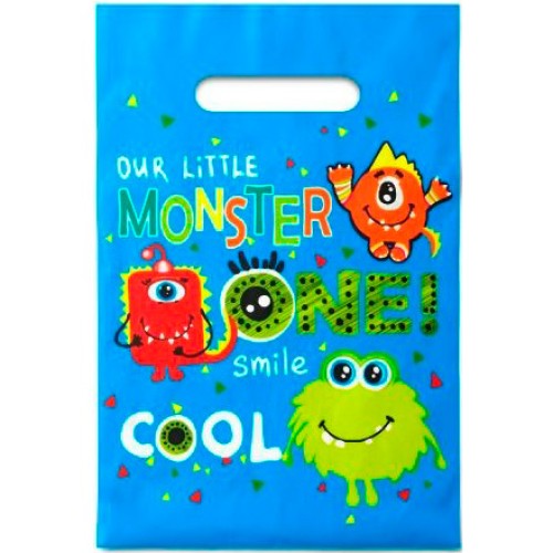 Пакет с прорубной ручкой ПВД 20х30 (30 мкм) Монстры (100/2000 шт.) Интерпак в Екатеринбург — Uralhoz.ru