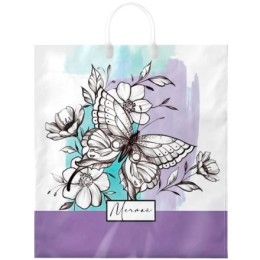 Пакет с пластиковой ручкой ПВД 40х44 (100 мкм) Зазеркалье лам. (10/100 шт.) Интерпак