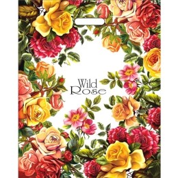 Пакет с прорубной ручкой ПВД 40х50 (80 мкм) Дикая роза (50/500 шт.) Интерпак