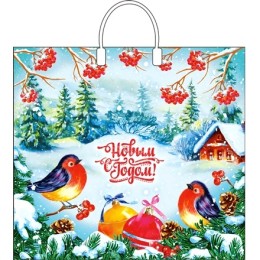 Пакет с пластиковой ручкой ПВД 37х34 (80 мкм) Птичья трель (10/100 шт.) Интерпак