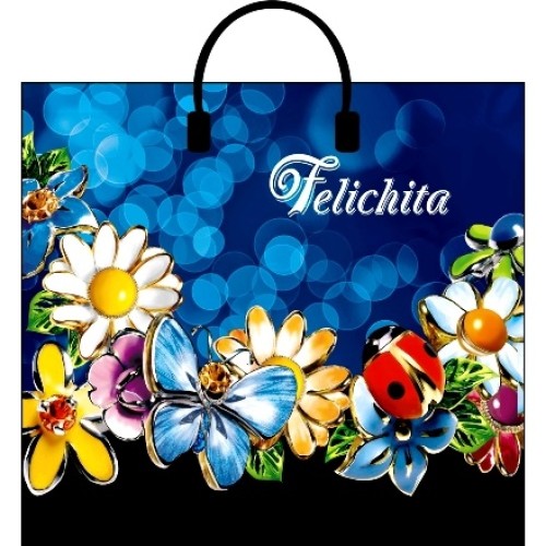 Пакет с пластиковой ручкой ПВД 38х35 (90 мкм) Феличита сумка лам. (10/100 шт.) Интерпак в Екатеринбург — Uralhoz.ru