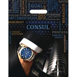 Пакет с прорубной ручкой ПВД 31х40 (60 мкм) Консул лам. (50/500 шт.) Интерпак