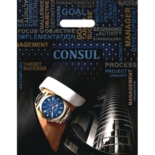 Пакет с прорубной ручкой ПВД 31х40 (60 мкм) Консул лам. (50/500 шт.) Интерпак в Екатеринбург — Uralhoz.ru