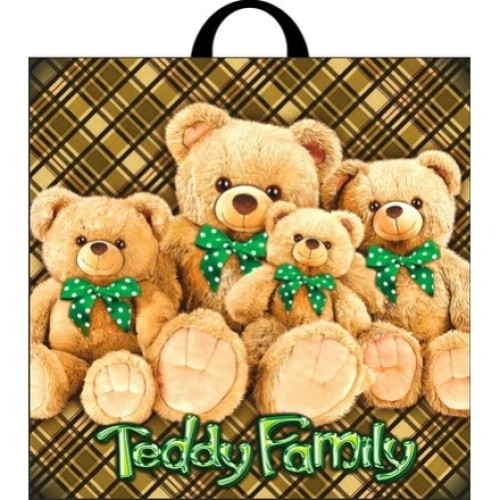 Пакет с петлевой ручкой ПВД 44х44 (70 мкм) Плюшевая семейка (25/250 шт.) Интерпак в Екатеринбург — Uralhoz.ru