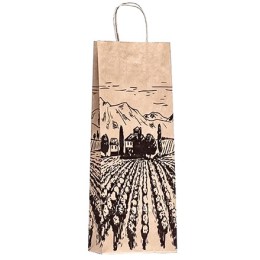 Пакет бумажный с кручеными ручками 150х80х390 крафт 80 г с печатью Прованс (25/150 шт.)