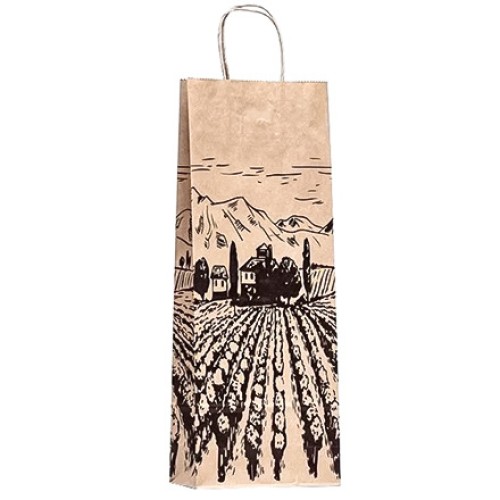 Пакет бумажный с кручеными ручками 150х80х390 крафт 80 г с печатью Прованс (25/150 шт.) в Екатеринбург — Uralhoz.ru