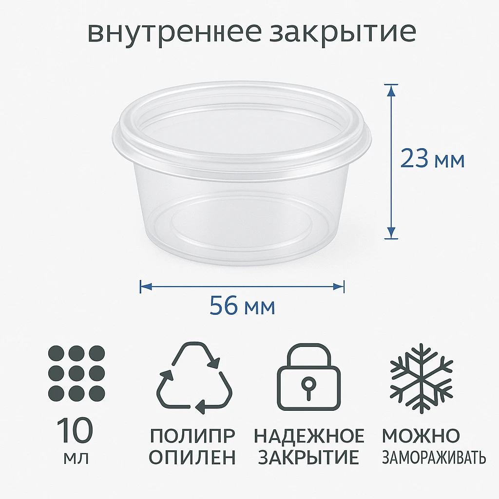 Соусник 10 мл Внутреннее закрытие Перинт (80/2400 шт.) — инфографика, вид №1